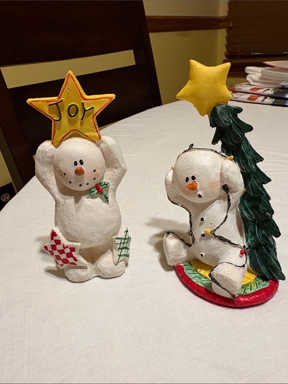 Holiday Snowman Figurine Set in White with Yellow Star - Unbranded